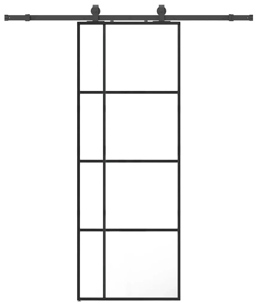 vidaXL Συρόμενη Πόρτα με Μηχανισμό Μαύρο 76x205 εκ. Γυαλί ESG