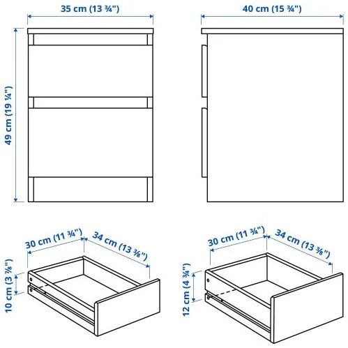 KULLEN συρταριέρα με 2 συρτάρια 603.221.30