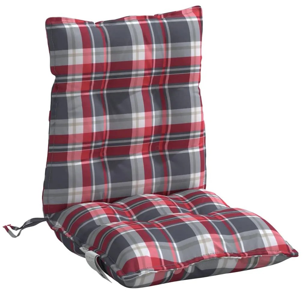 Μαξιλάρια Καρέκλας Χαμηλή Πλάτη 2τεμ.Κόκκινο Καρό Ύφασμα Oxford - Πολύχρωμο