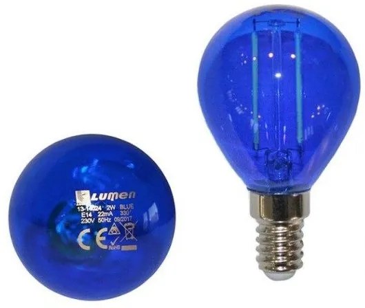 Λαμπτήρας LED E14 COG 2W Σφαιρική Lumen Adeleq 13-14024 Μπλε