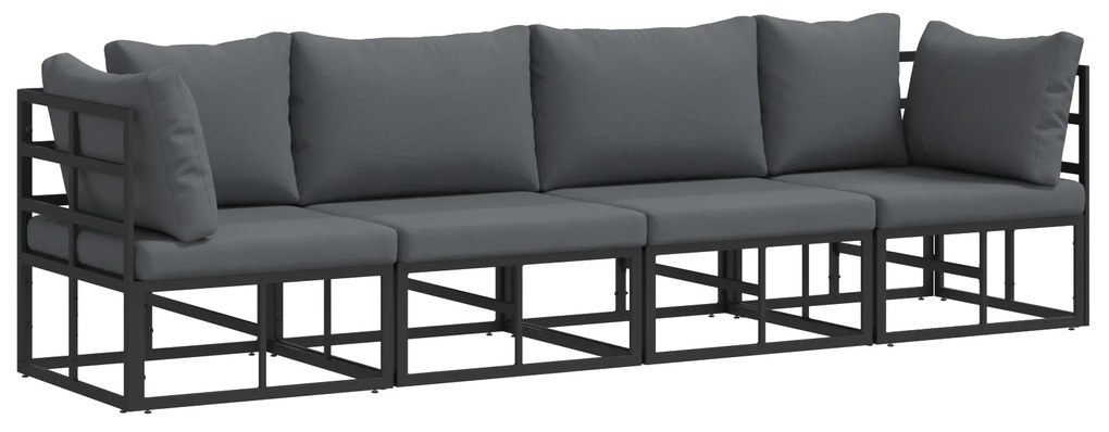 vidaXL Σετ Καναπέ Κήπου 4 pcs Μαύρο 283 x 71.5 x 71 εκ. Αλουμίνιο