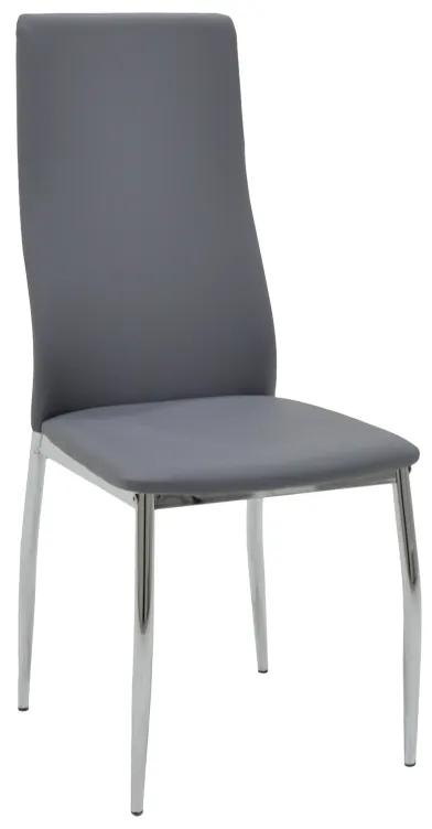 029-000009 Καρέκλα Jella pakoworld γκρι-πόδι χρωμίου 41,0x46,0x100,0εκ METAL. PU GREY, 1 Τεμάχιο