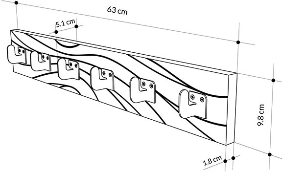 Κρεμάστρα τοίχου Flow Megapap χρώμα λευκό 63x1,8x9,8εκ.