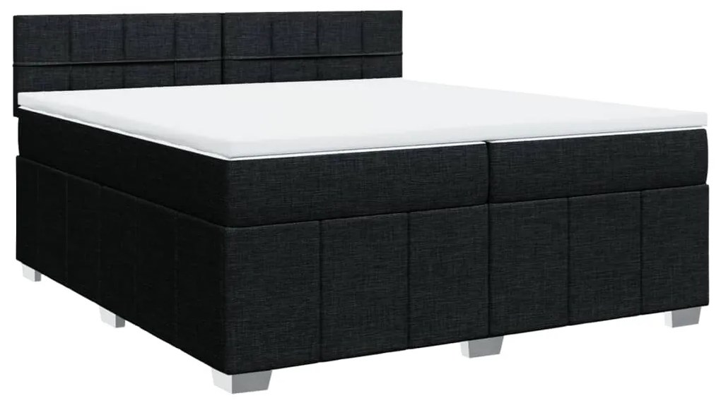 vidaXL Κρεβάτι Boxspring με Στρώμα Μαύρο 200x200 εκ. Υφασμάτινο