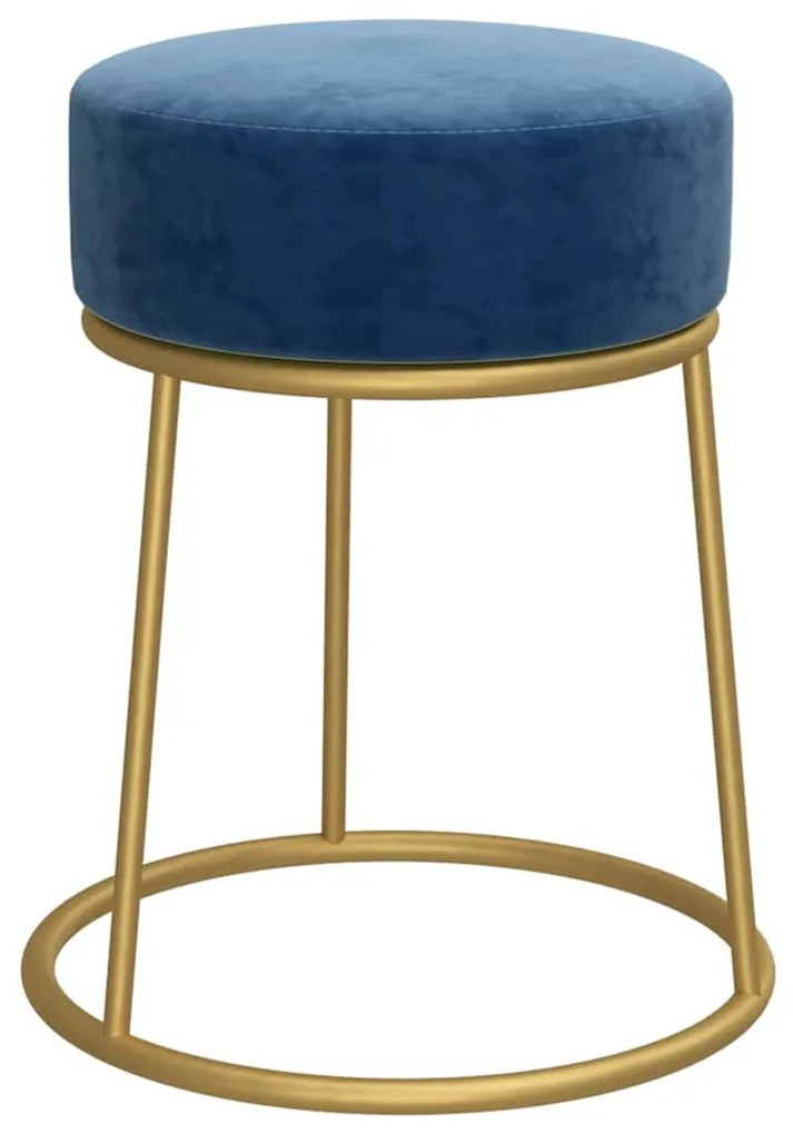 vidaXL Στρογγυλό Σκαμπό Hocker Μπλε Βελούδινο