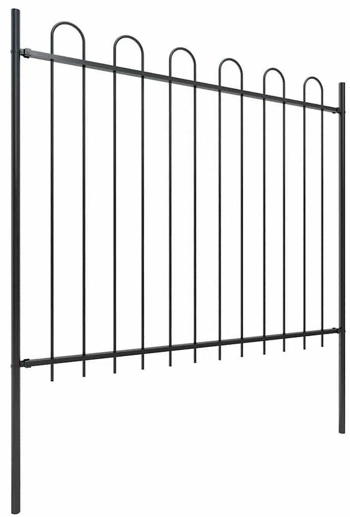 vidaXL Φράχτης Κήπου με Κορυφή από Ατσάλι 359 x 150 εκ. Μαύρος