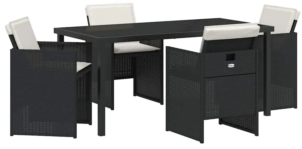 vidaXL Σέτ φαγητού για κήπο 5 pcs Μαύρο συνθετικό ρατάν