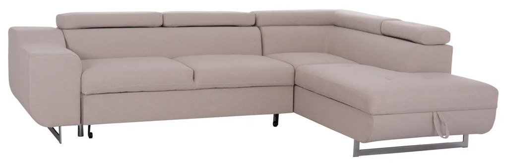 ΓΩΝΙΑΚΟΣ ΚΑΝΑΠΕΣ-ΚΡΕΒΑΤΙ ΜΕ ΑΠΟΘ.ΧΩΡΟ ENCORE HM3301.03R ΜΠΕΖ ΥΦΑΣΜΑ 285x205x90Υεκ.