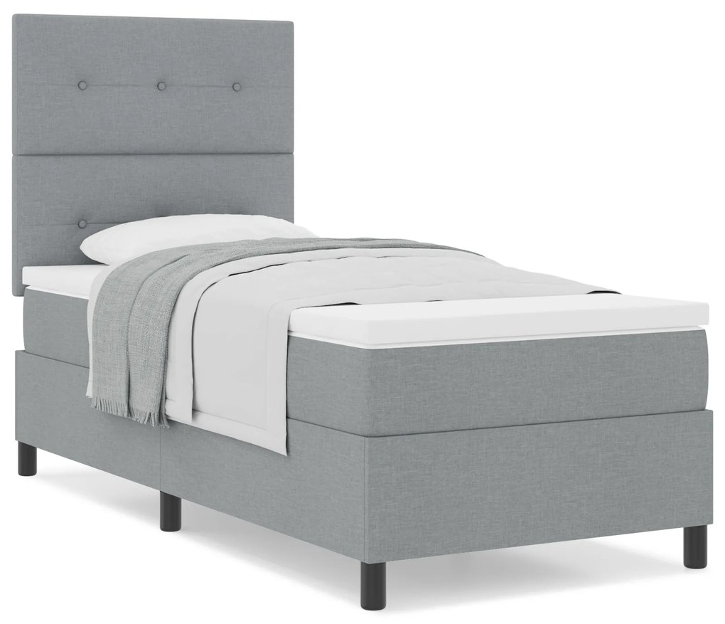 vidaXL Κρεβάτι Box Spring με Στρώμα Ανοιχτό Γκρι 80x200 εκ Υφασμάτινο