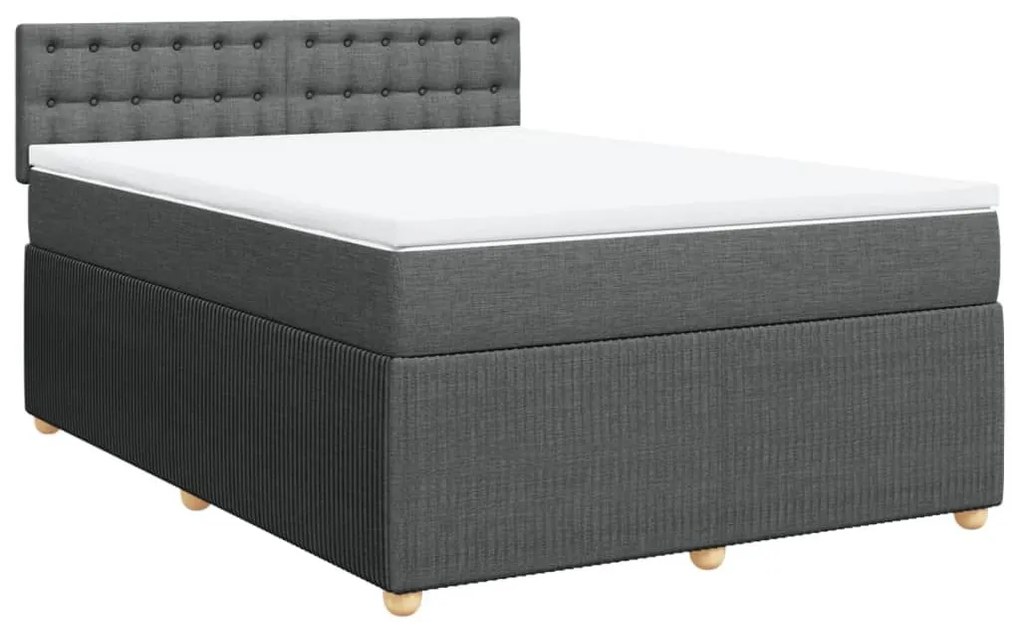 Κρεβάτι Boxspring με Στρώμα Σκούρο Γκρι 140x200 εκ Υφασμάτινο - Γκρι