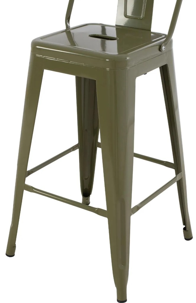 Σκαμπό μπαρ Melita-Pro Μεσαίου ύψους Μεταλλικό Dark Olive Green 43x43x88Υ εκ. 43x43x88 εκ.