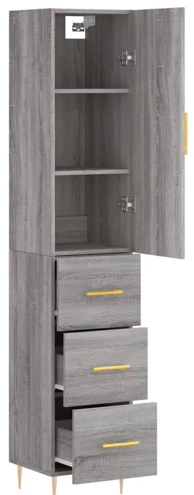 vidaXL Μπουφές Sonoma Γκρι 34,5 x 34 x 180 εκ. από Επεξεργασμένο Ξύλο