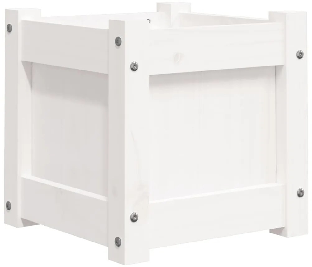 vidaXL Ζαρντινιέρες 2 τεμ. Λευκό από Μασίφ Ξύλο Πεύκου