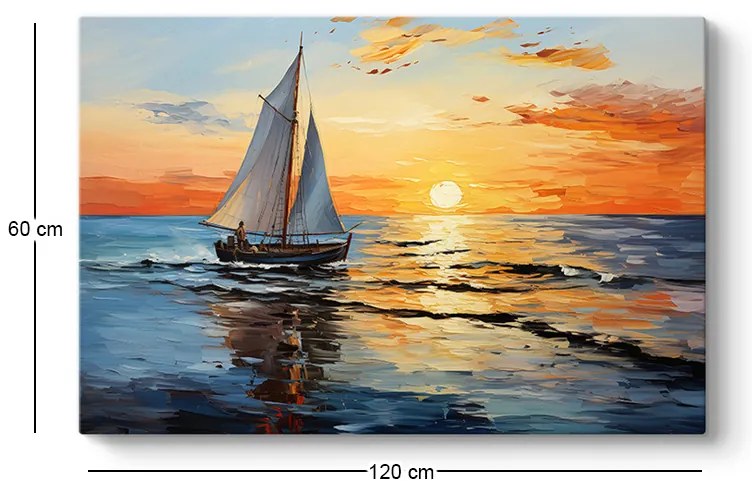 Πίνακας σε καμβά &quot;Fisherman at the sunset&quot; Megapap ψηφιακής εκτύπωσης 120x60x3εκ.