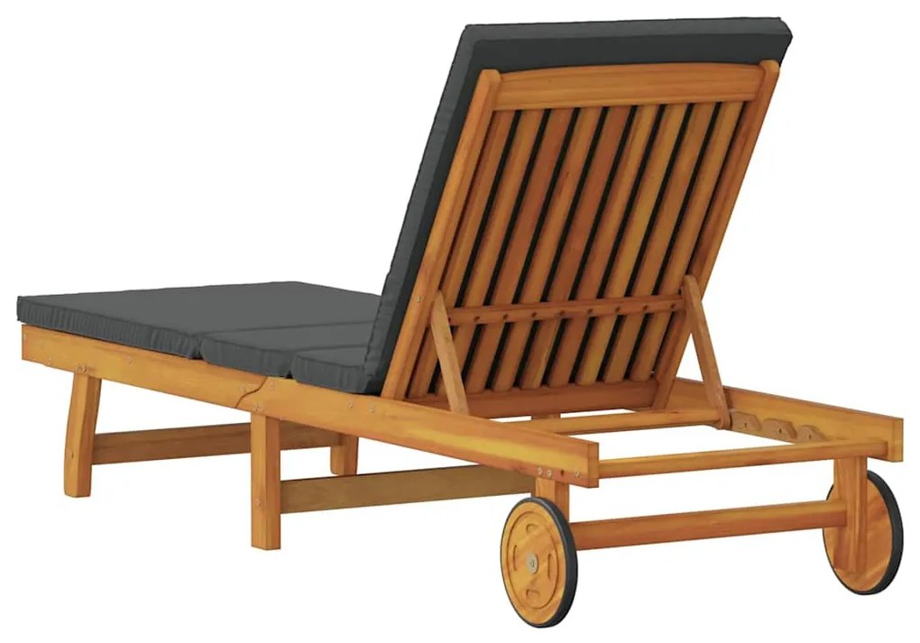 vidaXL Ξαπλώστρα με μαξιλάρι Καφέ 63 x 199 x 85 εκ. Μασίφ ξύλο ακακίας