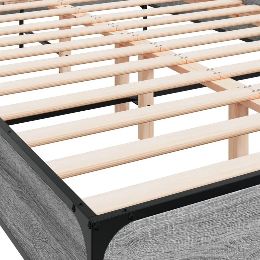 vidaXL Πλαίσιο Κρεβατιού Γκρι Sonoma 160x200 εκ. Επεξ. Ξύλο &amp; Μέταλλο