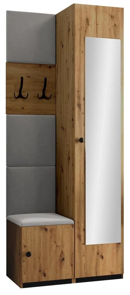 Σετ διαδρόμου Hartford E101, 214x44cm, 60 kg, Καθρέφτης, Πλαστικοποιημένη μοριοσανίδα, Ταπισερί, Εντοιχισμένη, Τοίχου | Epipla1.gr