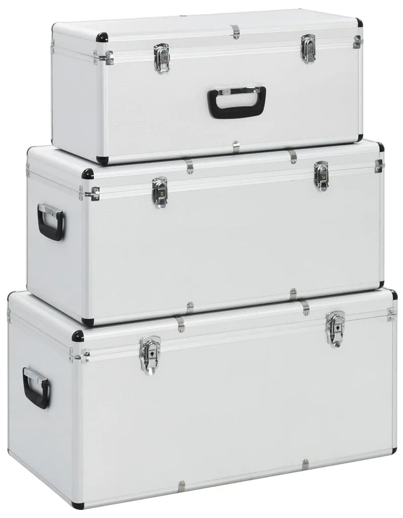 Κουτιά Αποθήκευσης 3 τεμ. Ασημί Αλουμινίου