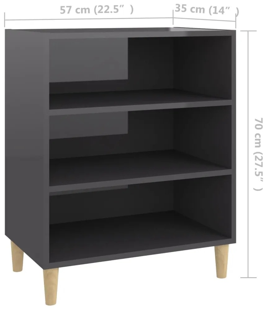 vidaXL Συρταριέρα Γυαλιστερό Γκρι 57 x 35 x 70 εκ. από Επεξ. Ξύλο