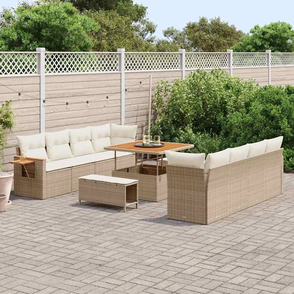 vidaXL Σετ Καναπέ Κήπου 11 pcs μπεζ και κρεμ 100 x 100 x 71 cm