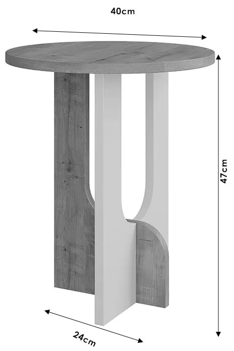 Βοηθητικό τραπέζι Luna pakoworld φυσικό-λευκό Φ40x47εκ - Μελαμίνη - 119-001161