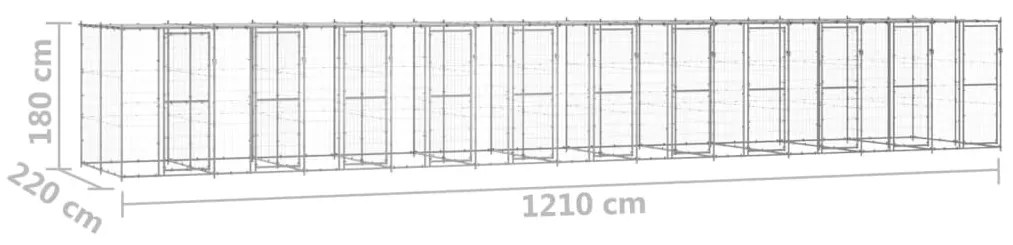 vidaXL Κλουβί Σκύλου Εξ. Χώρου με Στέγαστρο 26,62 μ² Γαλβ. Χάλυβας