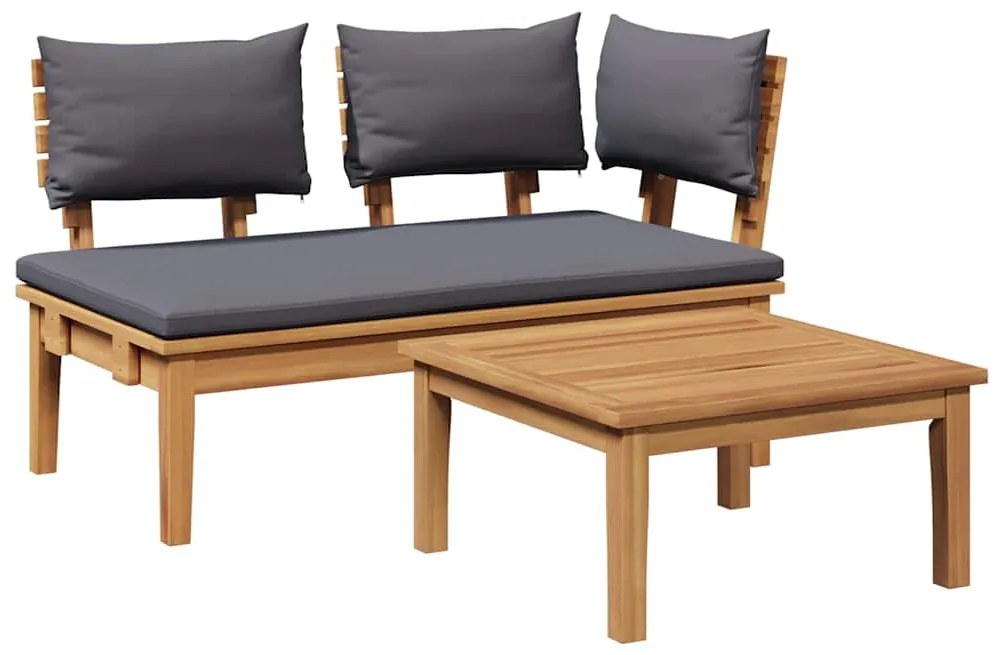 vidaXL Παγκάκι κήπου 2 pcs Γκρι και Καφέ Μασίφ ξύλο teak