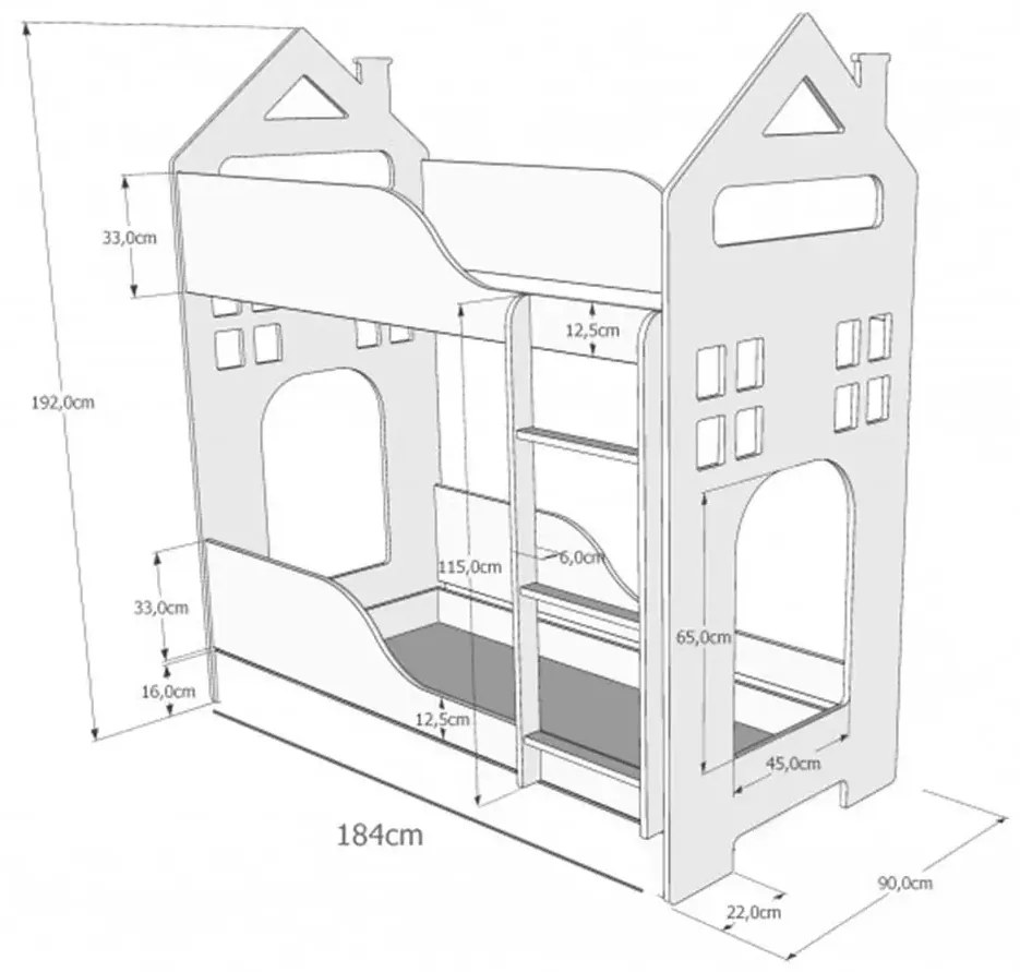 Παιδική Κουκέτα με Συρτάρι  House II  Grey  80x180cm  BC50021 BabyCute (Δώρο τα Στρώματα)