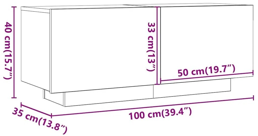 Έπιπλο Τηλεόρασης Artisian Δρυς 100x35x40 εκ Επεξεργασμένο Ξύλο - Καφέ