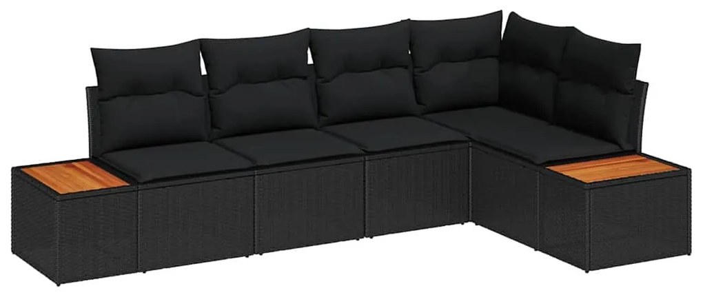 vidaXL Σετ Καναπέ Κήπου με μαξιλάρι 5 pcs Μαύρο Πολυ ράταν