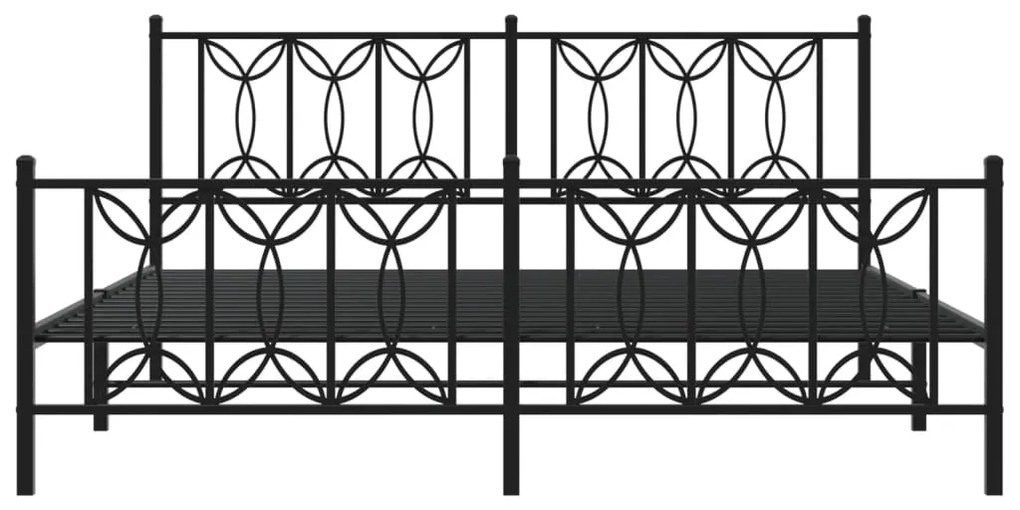 vidaXL Πλαίσιο Κρεβατιού με Κεφαλάρι&Ποδαρικό Μαύρο 183x213εκ. Μέταλλο