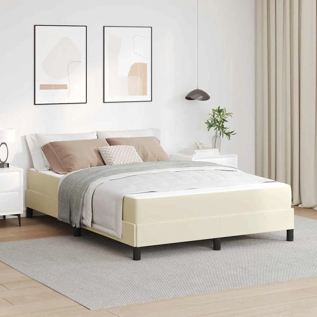 vidaXL Κρεβάτι Άλλο Κρεμ 140 x 190 cm Τεχνητό δέρμα