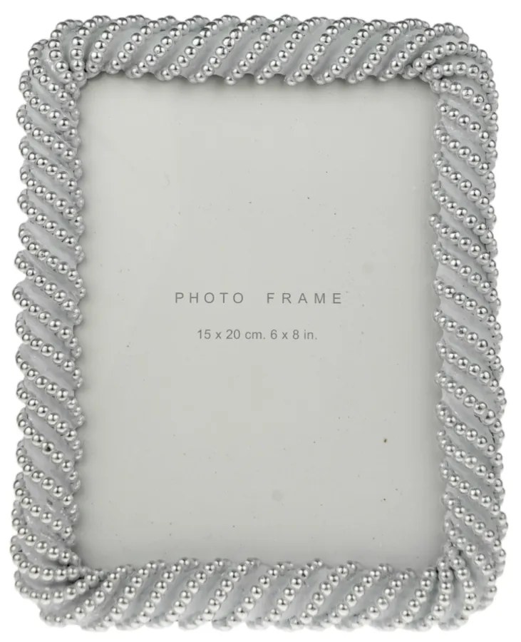 Κορνίζα Polyester Με Μπίλιες Ασημί-Λευκή 15x20εκ. Zen Collection 25.21.51512
