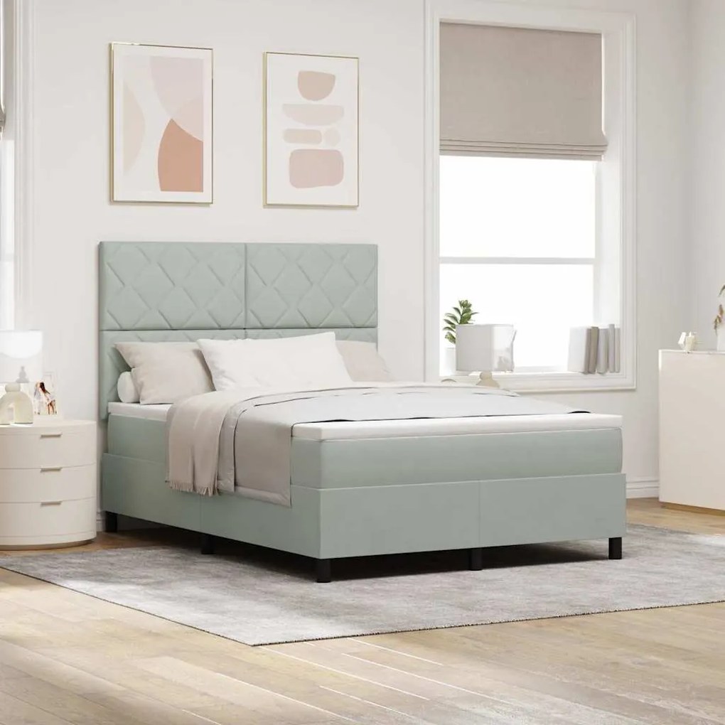 vidaXL Κρεβάτι με Στρώμα Light Grey 160x200 cm Βελούδο