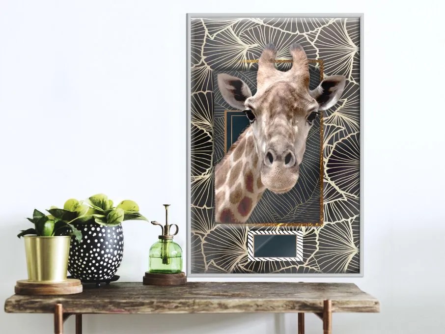 Αφίσα - Giraffe in the Frame - 20x30 - Χρυσό - Χωρίς πασπαρτού