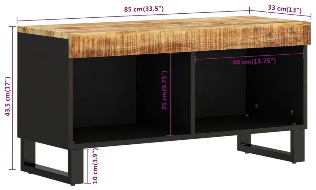 Έπιπλο Τηλεόρασης 85 x 33 x 43,5 εκ. από Μασίφ Ξύλο Μάνγκο - Καφέ