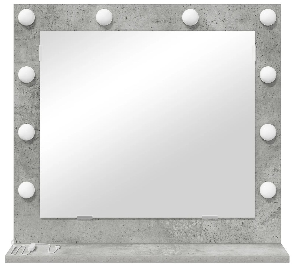 vidaXL Καθρέφτης Vanity με LED Φώτα Γκρι Σκυρόδεμα 60x55x18 εκ.