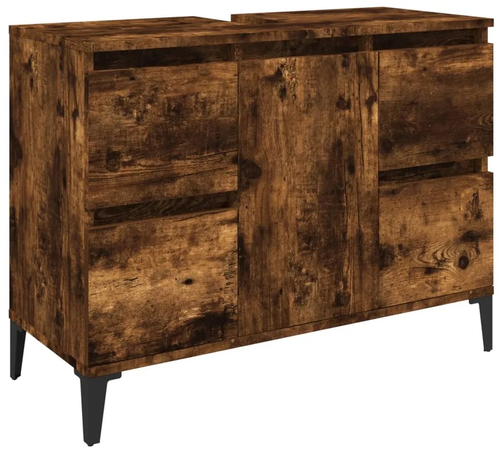 vidaXL Ντουλάπι Νιπτήρα Καπνιστή Δρυς 80x33x60 εκ. Επεξεργ. Ξύλο