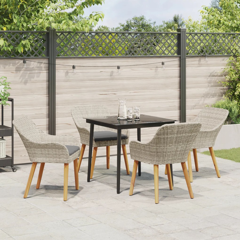 vidaXL Σετ τραπεζαρίας 5 pcs Ανοιχτό γκρι και Μαύρο 80 cm x 80 cm