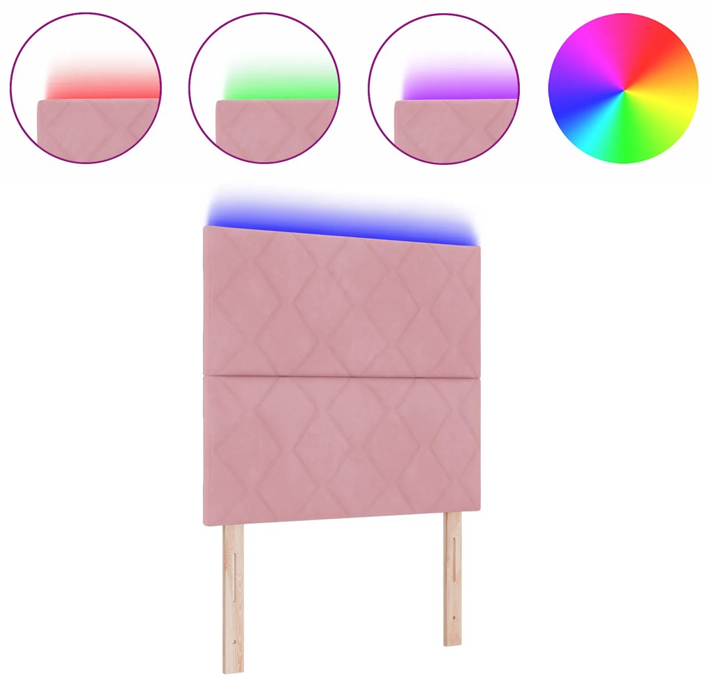 vidaXL LED Κεφαλάρι με φώτα λωρίδας LED Geometric Ροζ 100 cm Βελούδο
