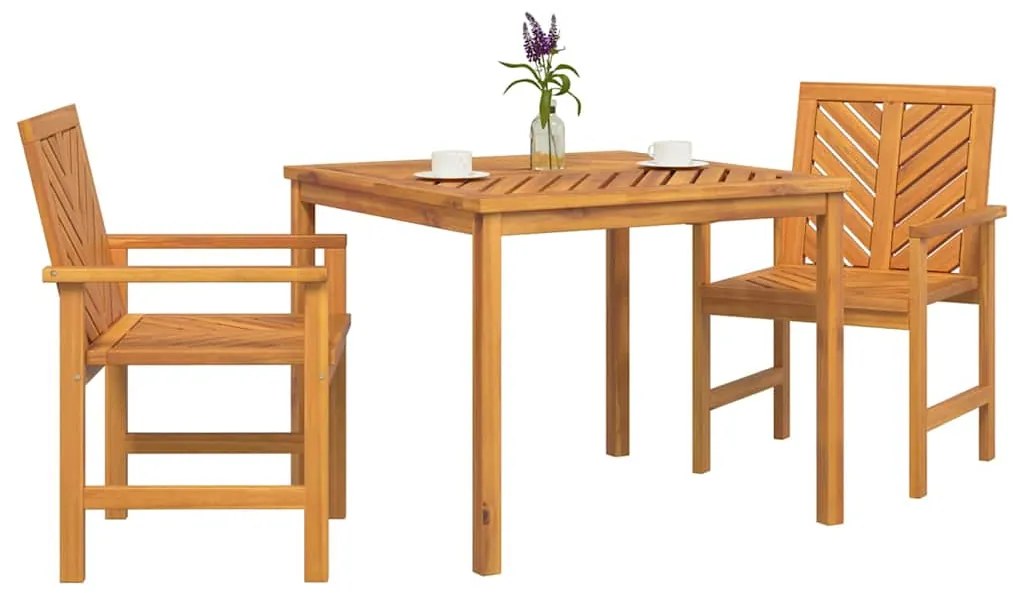 vidaXL Σέτ φαγητού για κήπο 3 pcs Καφέ 90 x 90 x 74 cm