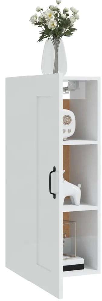 vidaXL Ντουλάπι Κρεμαστό Γυαλ. Λευκό 35x34x90 εκ. Επεξεργασμένο Ξύλο