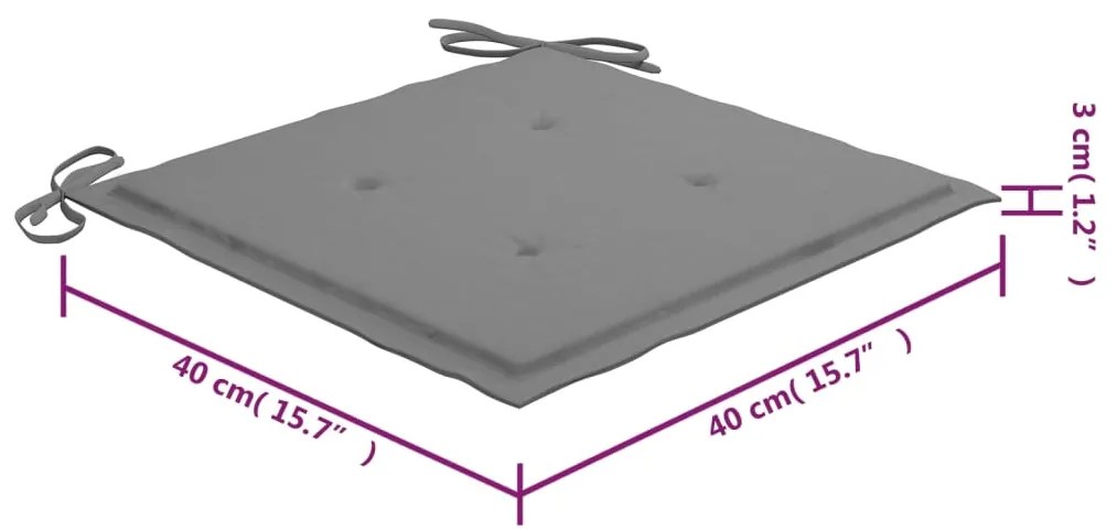Καρέκλες Κήπου 4 τεμ. από Μασίφ Ξύλο Teak με Γκρι Μαξιλάρια - Γκρι