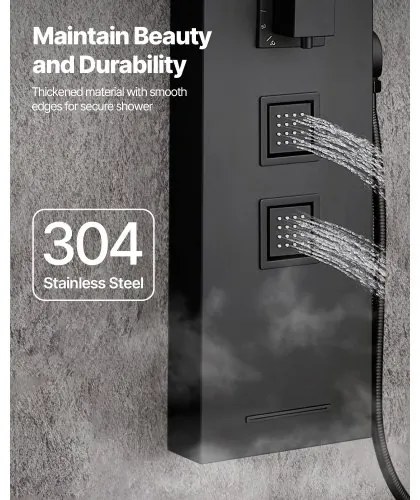 VEVOR Shower Panel Tower System Stainless Steel Column Rainfall Head Massage Jet