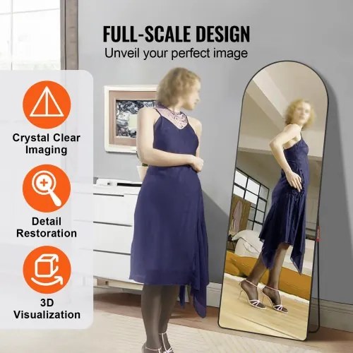 VEVOR Arched Full Length Mirror 65&#039;&#039; x 22&#039;&#039; Full Body Mirror Standing Hanging