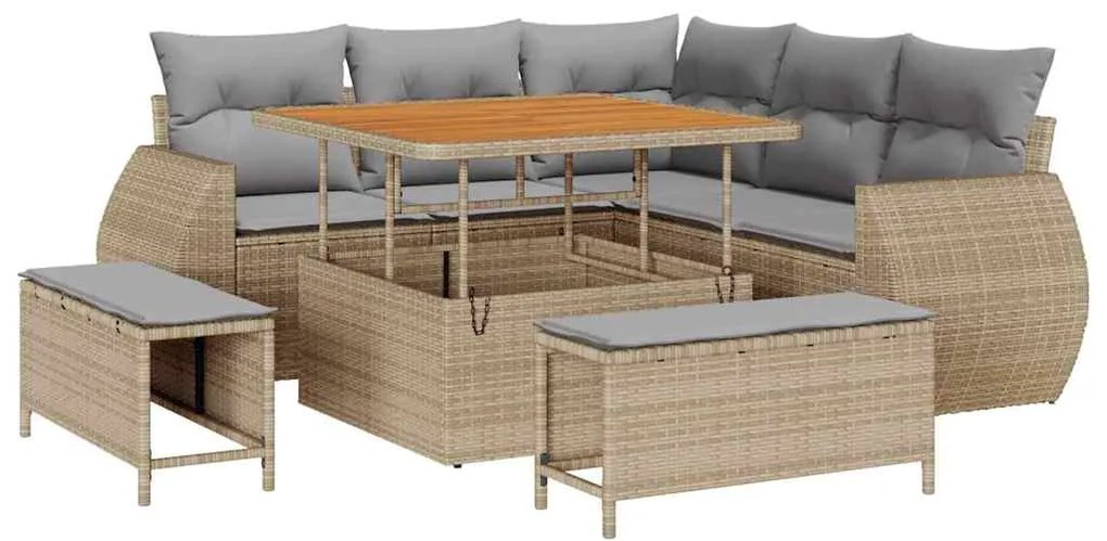 vidaXL Σετ Καναπέ Κήπου 8 pcs μπεζ και ανοιχτό γκρι 100 x 100 x 71 cm