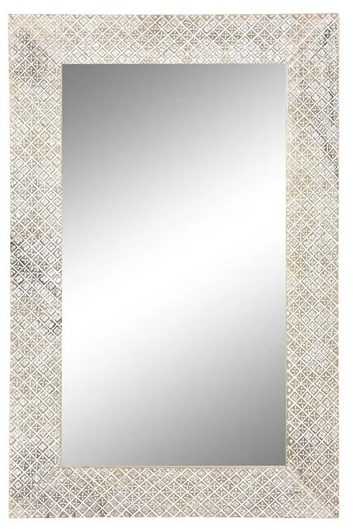 Τοίχο καθρέφτη DKD Home Decor Φυσικό Λευκό Ξύλο από Μάνγκο (76,5 x 3 x 122 cm)