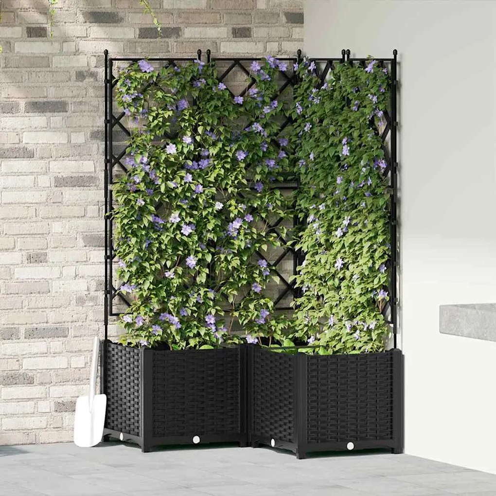 vidaXL Κηποτινάκι με Τρέλα 3 pcs Μαύρο 80 x 80 x 143 εκ. PP