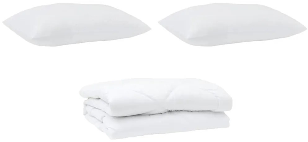 vidaXL Σετ Κουβέρτας με μαξιλάρι 3 pcs Λευκό 200 x 200 cm Μικροΐνες