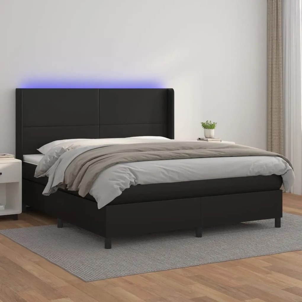 ΚΡΕΒΑΤΙ BOXSPRING ΜΕ ΣΤΡΩΜΑ &amp; LED ΜΑΥΡΟ 160X200 ΕΚ. ΣΥΝΘ. ΔΕΡΜΑ 3139271